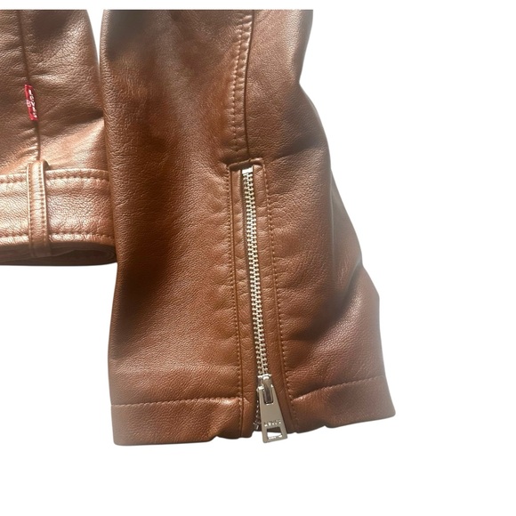 Levi Strauss Chocolate Faux Leather Jacket with Silver Accents Size 2X NWOT - Picture 3 of 11